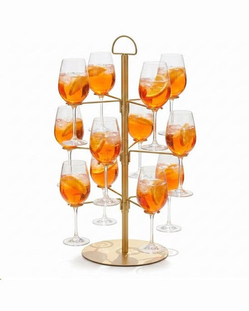 Cocktailboom goud gevuld met twaalf glazen spritz